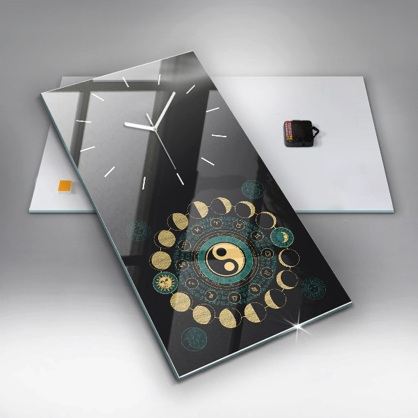 Ceas vertical de perete din sticlă Fazele lunii