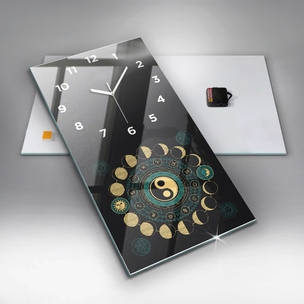 Ceas vertical de perete din sticlă Fazele lunii