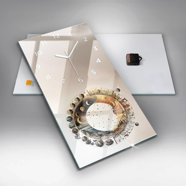 Ceas vertical de perete din sticlă Ceas de astronomie