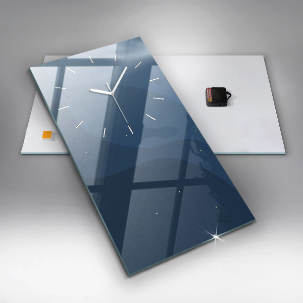 Ceas vertical de perete din sticlă Valuri albastre