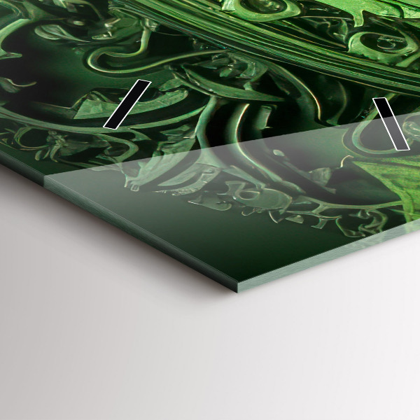 Ceas vertical de perete din sticlă Mecanism verde