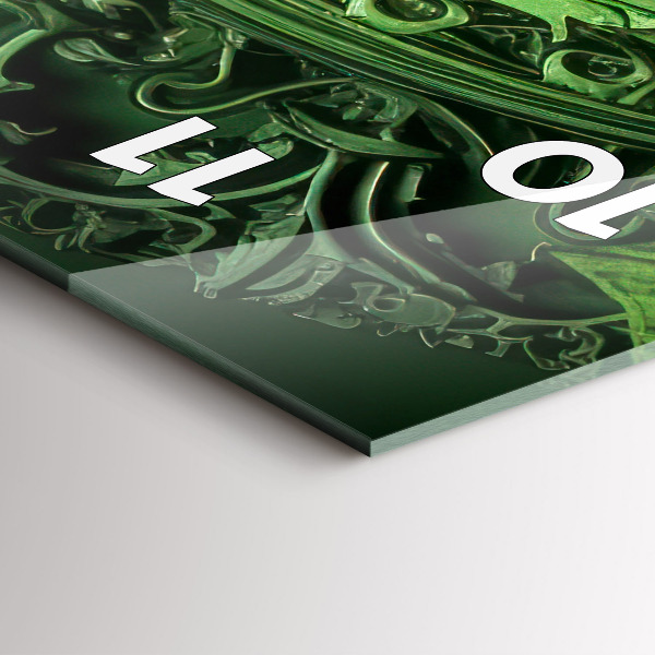 Ceas vertical de perete din sticlă Mecanism verde