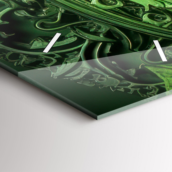 Ceas vertical de perete din sticlă Mecanism verde