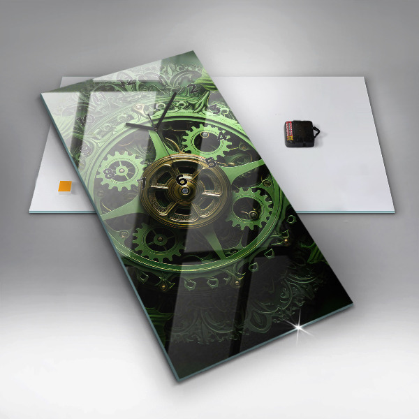 Ceas vertical de perete din sticlă Mecanism verde
