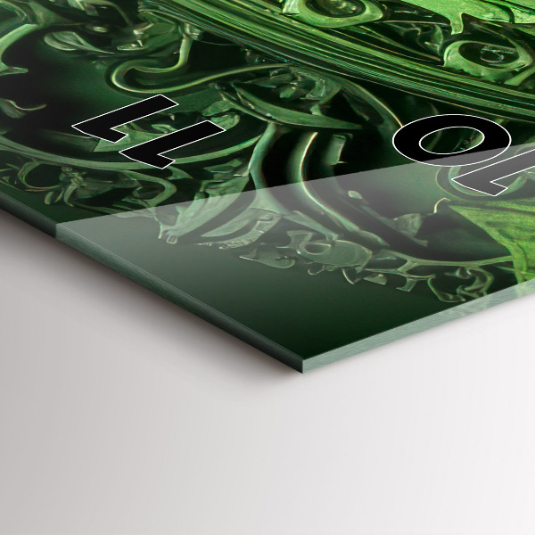 Ceas vertical de perete din sticlă Mecanism verde