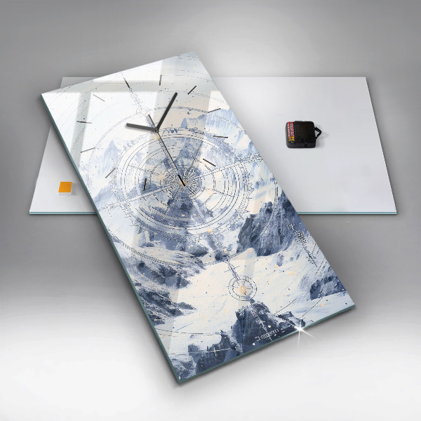 Ceas vertical de perete din sticlă Desene albastre
