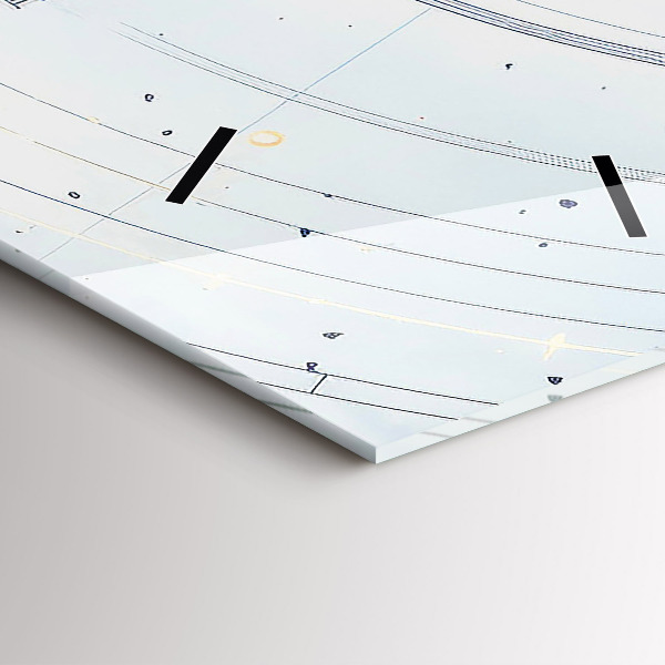 Ceas vertical de perete din sticlă Desene albastre