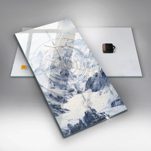 Ceas vertical de perete din sticlă Desene albastre