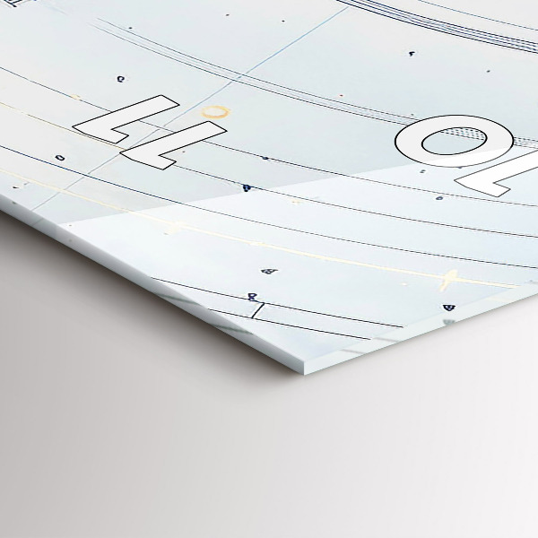 Ceas vertical de perete din sticlă Desene albastre