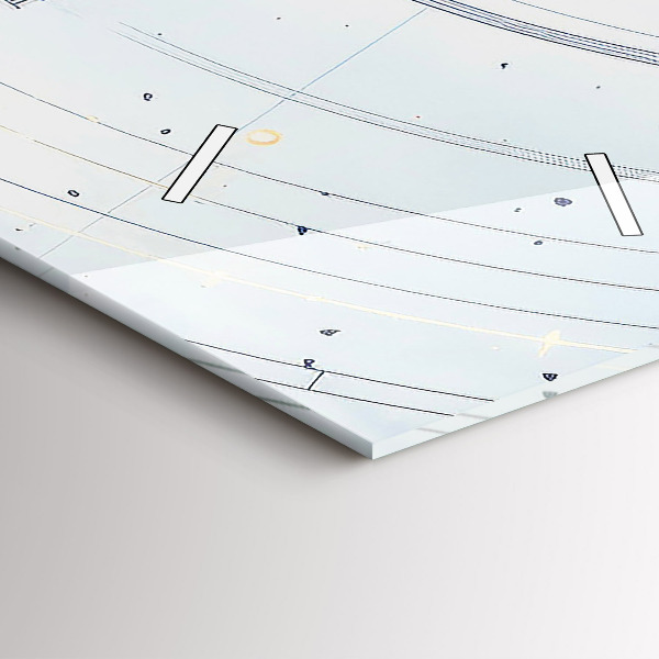 Ceas vertical de perete din sticlă Desene albastre