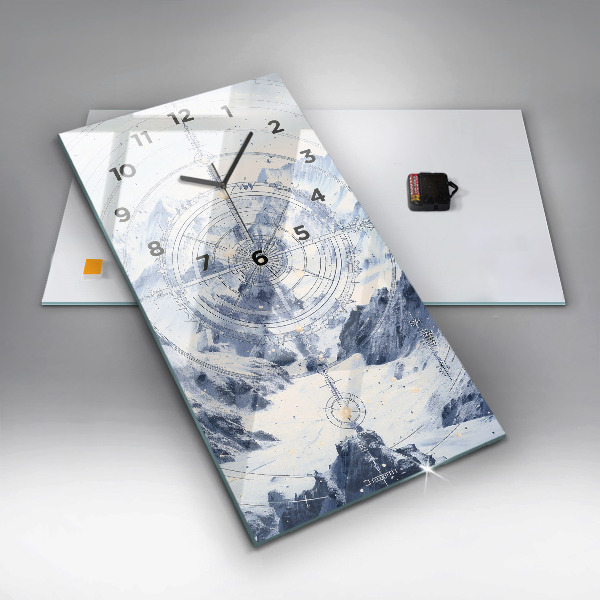 Ceas vertical de perete din sticlă Desene albastre
