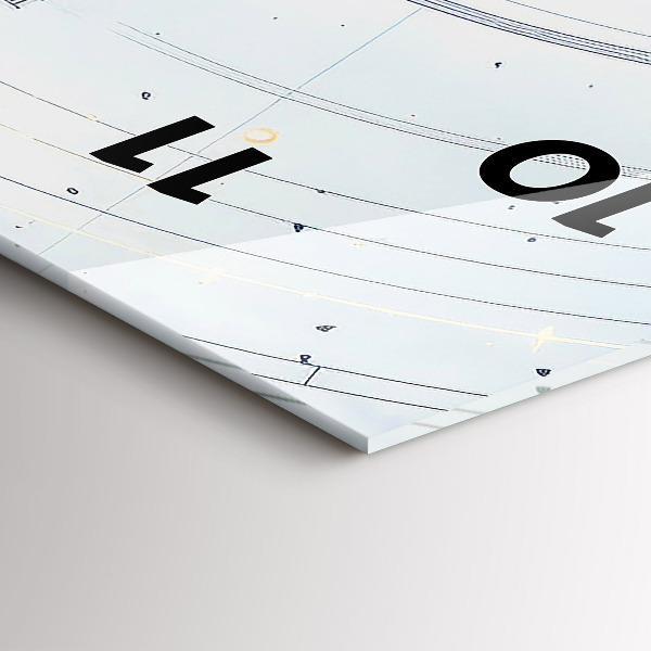 Ceas vertical de perete din sticlă Desene albastre