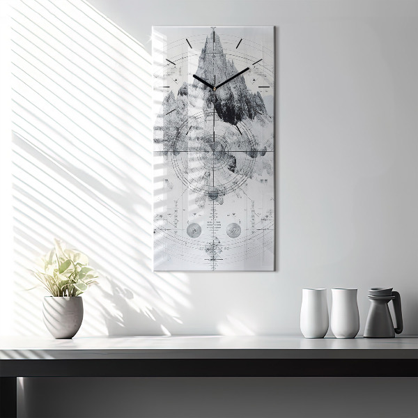 Ceas vertical de perete din sticlă Munți de desene animate