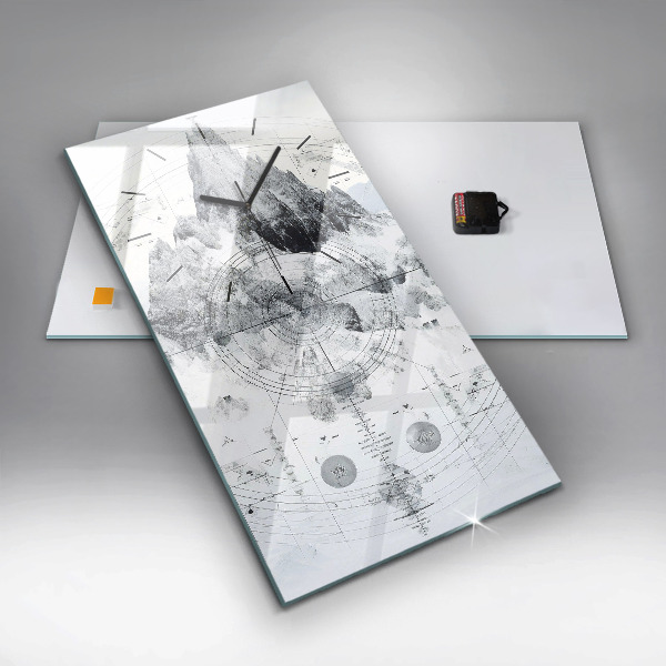 Ceas vertical de perete din sticlă Munți de desene animate