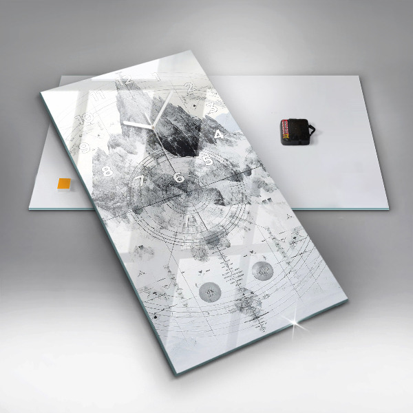 Ceas vertical de perete din sticlă Munți de desene animate