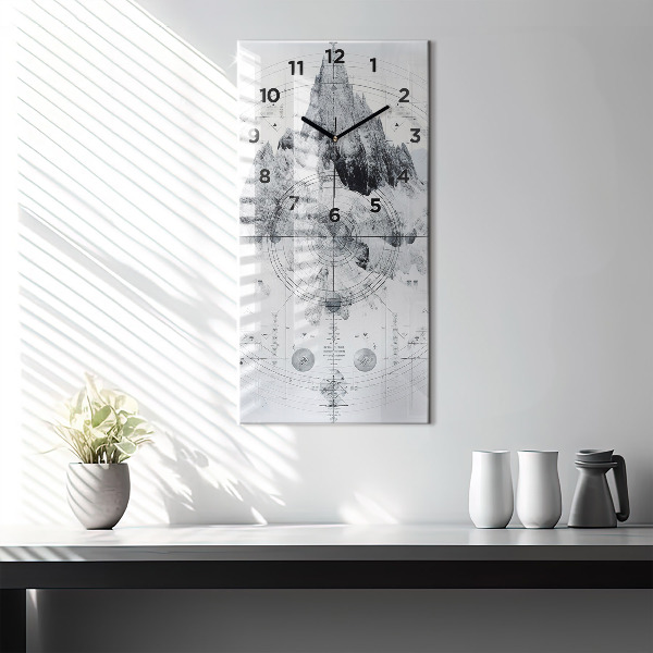 Ceas vertical de perete din sticlă Munți de desene animate