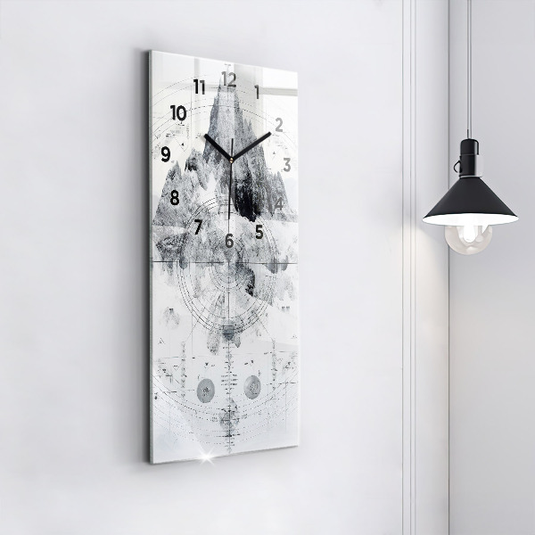 Ceas vertical de perete din sticlă Munți de desene animate