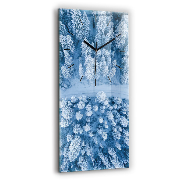 Ceas vertical de perete din sticlă Pădure dintr-o dronă