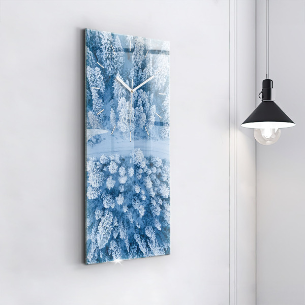 Ceas vertical de perete din sticlă Pădure dintr-o dronă