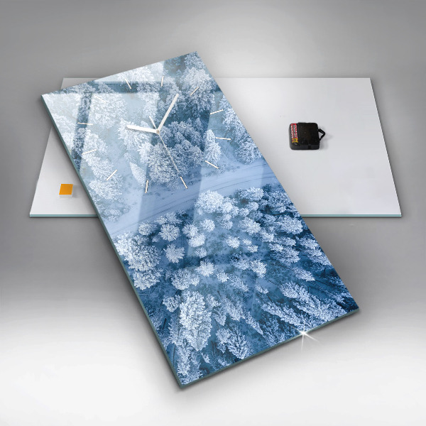 Ceas vertical de perete din sticlă Pădure dintr-o dronă