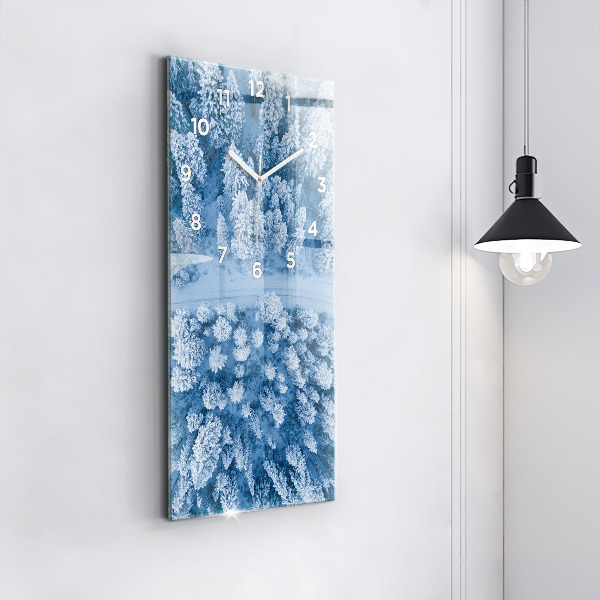 Ceas vertical de perete din sticlă Pădure dintr-o dronă