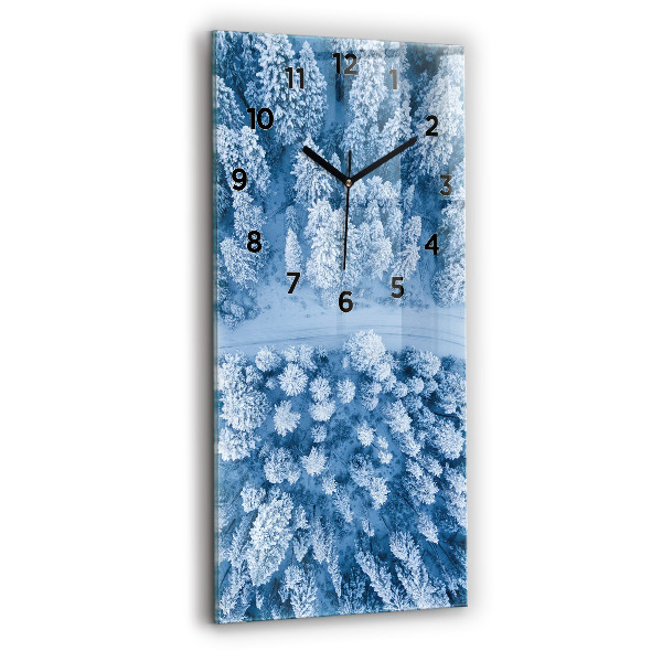 Ceas vertical de perete din sticlă Pădure dintr-o dronă