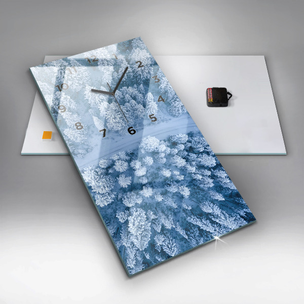 Ceas vertical de perete din sticlă Pădure dintr-o dronă