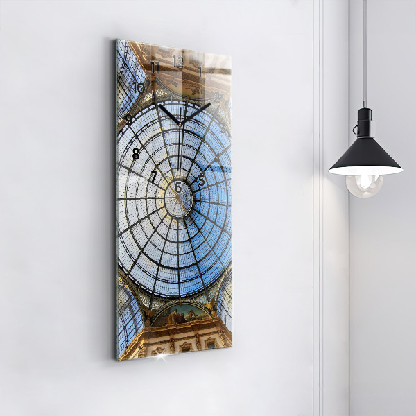 Ceas vertical de perete din sticlă Mall din Milano