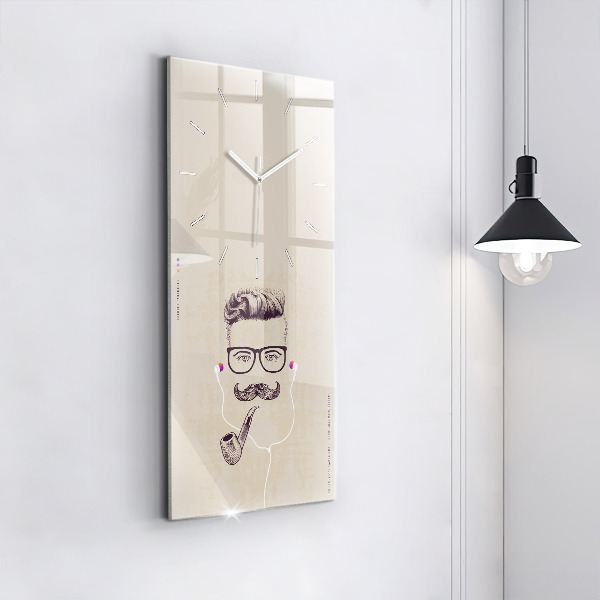 Ceas vertical de perete din sticlă Bărbat cu pipă