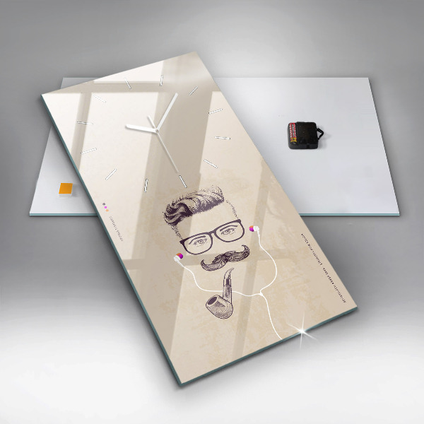 Ceas vertical de perete din sticlă Bărbat cu pipă