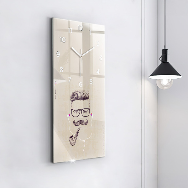 Ceas vertical de perete din sticlă Bărbat cu pipă