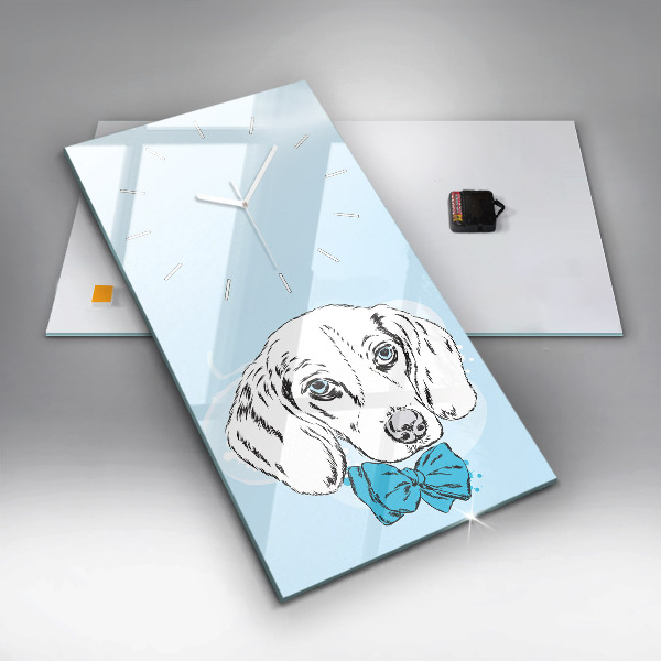 Ceas vertical de perete din sticlă Cățeluș