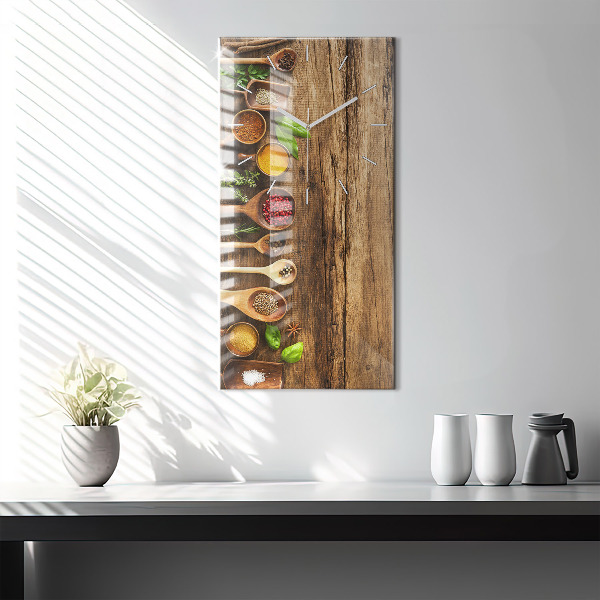 Ceas vertical de perete din sticlă Linguri de condimente