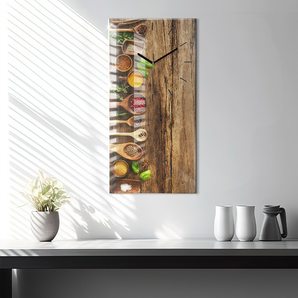 Ceas vertical de perete din sticlă Linguri de condimente