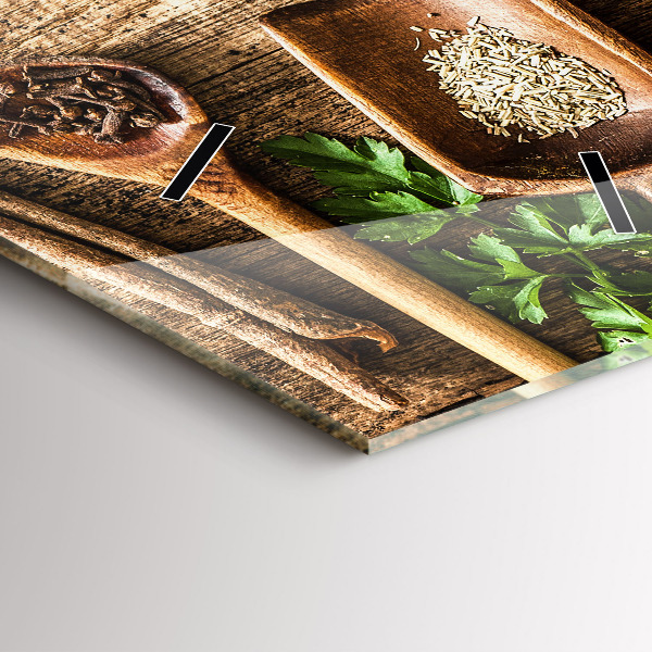 Ceas vertical de perete din sticlă Linguri de condimente