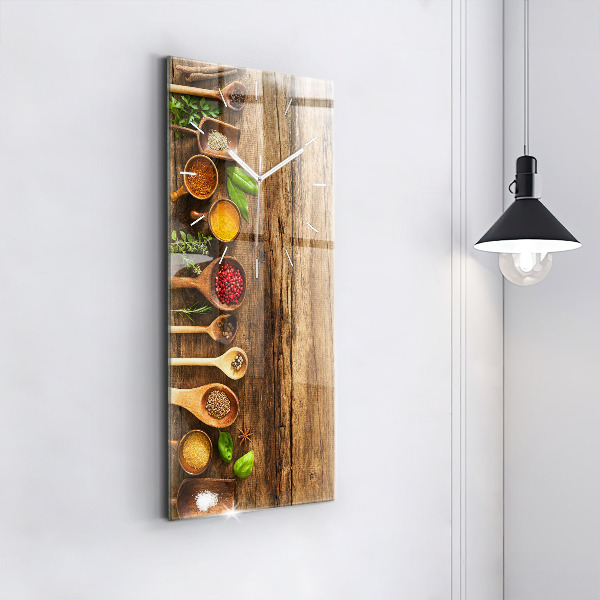 Ceas vertical de perete din sticlă Linguri de condimente