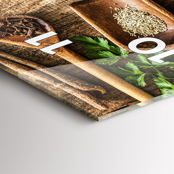 Ceas vertical de perete din sticlă Linguri de condimente