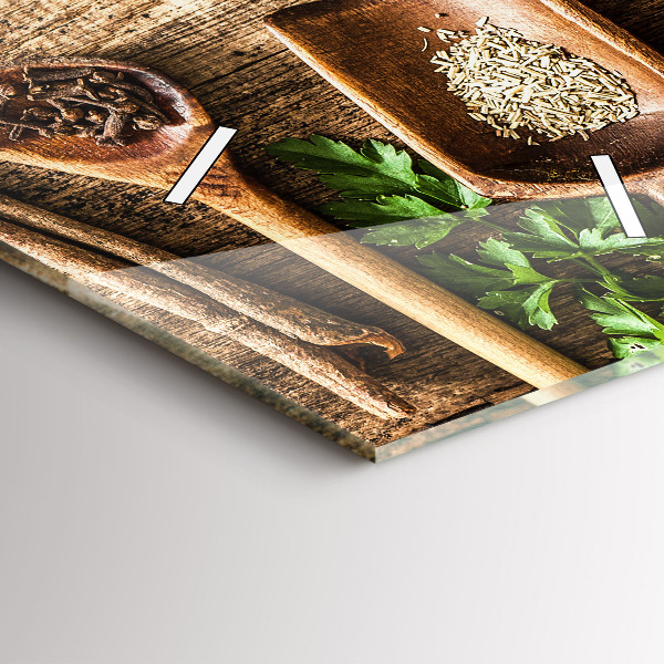 Ceas vertical de perete din sticlă Linguri de condimente