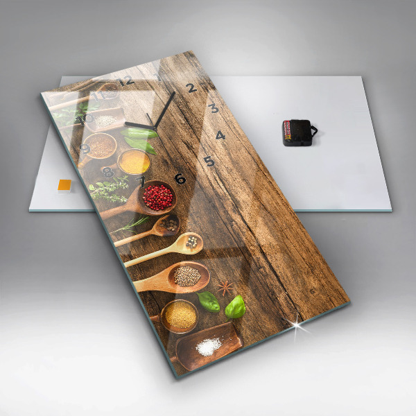 Ceas vertical de perete din sticlă Linguri de condimente