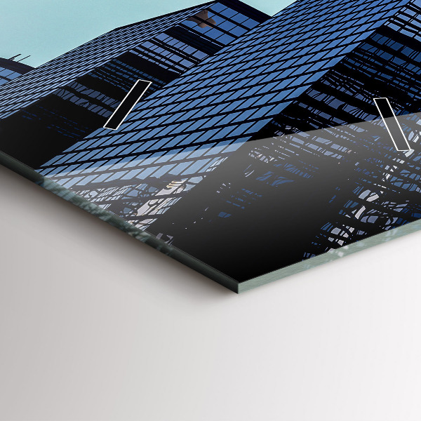 Ceas vertical de perete din sticlă Avionul deasupra clădirilor