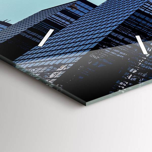 Ceas vertical de perete din sticlă Avionul deasupra clădirilor