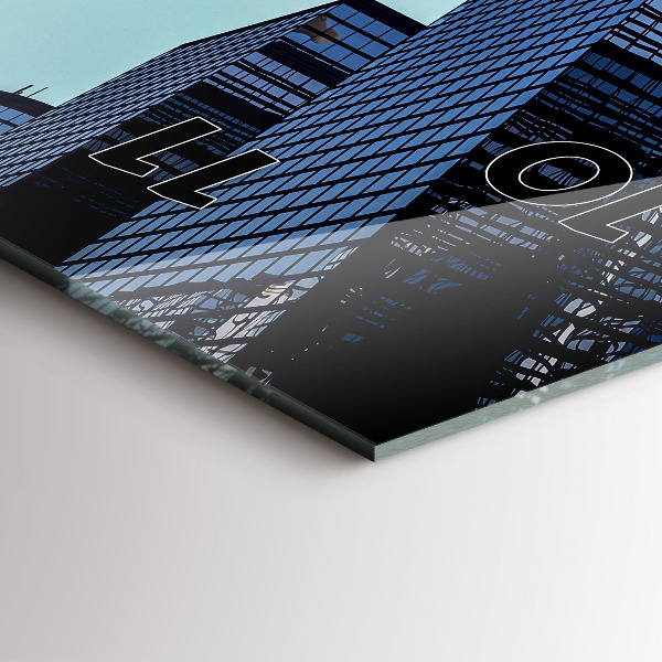 Ceas vertical de perete din sticlă Avionul deasupra clădirilor