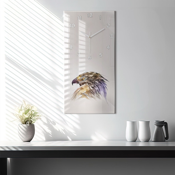 Ceas vertical de perete din sticlă Pasăre de prădăre