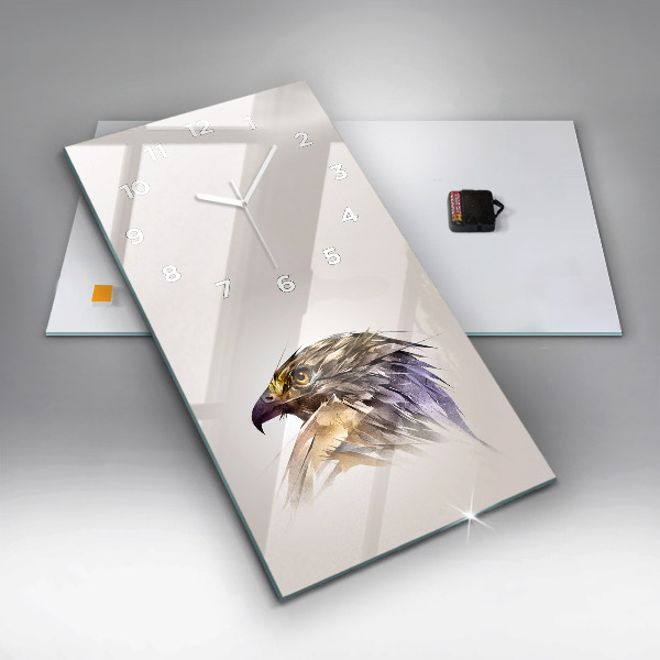 Ceas vertical de perete din sticlă Pasăre de prădăre