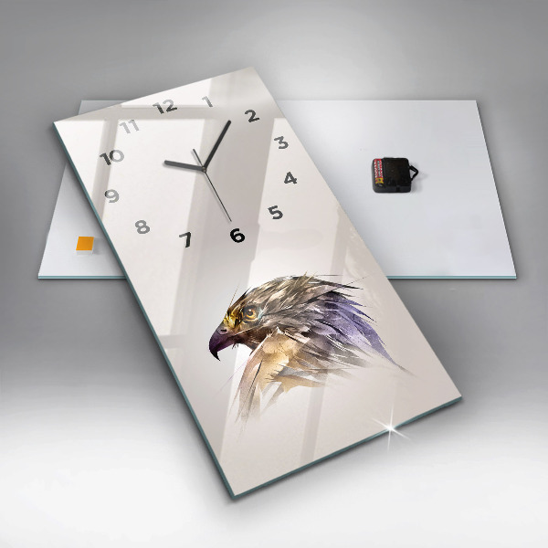 Ceas vertical de perete din sticlă Pasăre de prădăre