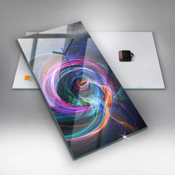 Ceas vertical de perete din sticlă Fractal colorat