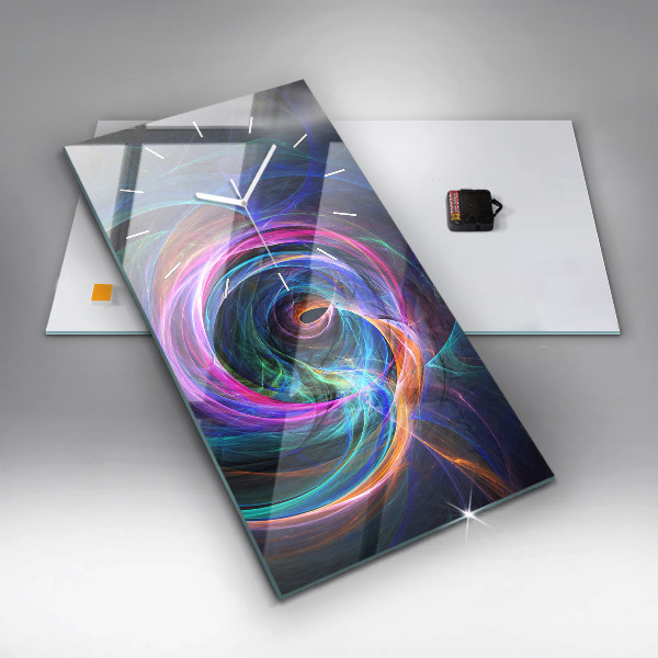 Ceas vertical de perete din sticlă Fractal colorat