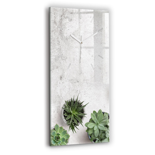 Ceas vertical de perete din sticlă Plante decorative