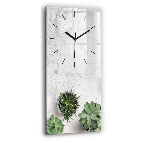Ceas vertical de perete din sticlă Plante decorative