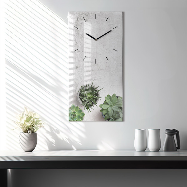 Ceas vertical de perete din sticlă Plante decorative